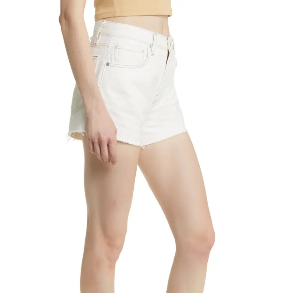Frame Le Super High Cream Raw Hem Denim Shorts